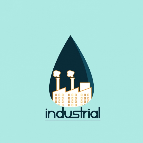industrial logo design colored plant and drop style 