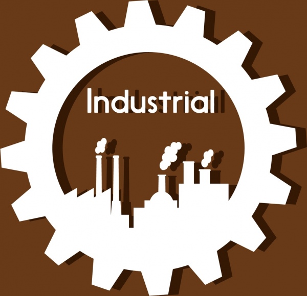 industrial logo design gear and plant icons style
