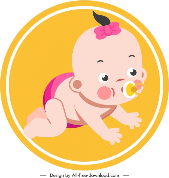 infant baby icon crawling gesture cute cartoon sketch