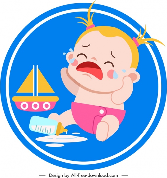 infant baby icon crying emotion cartoon character sketch