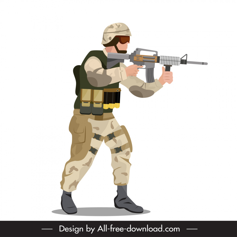 infantry soldier icon standing attacking sketch cartoon character 