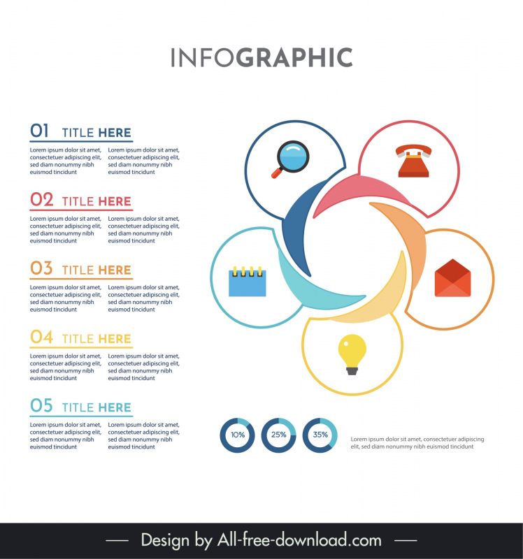 infographic 5 elements template modern circles layout