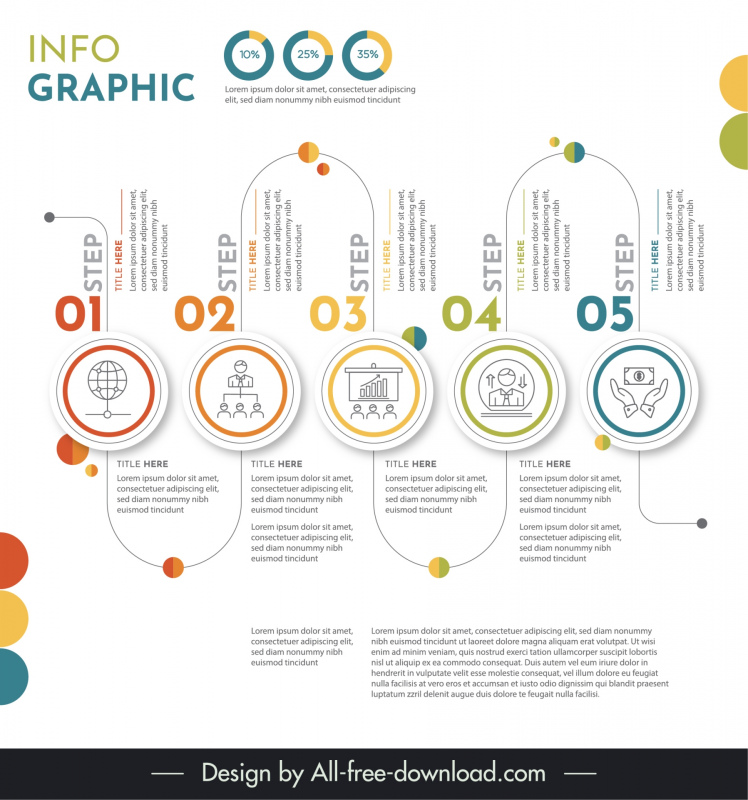 infographic 5 elements template symmetric curves circles layout