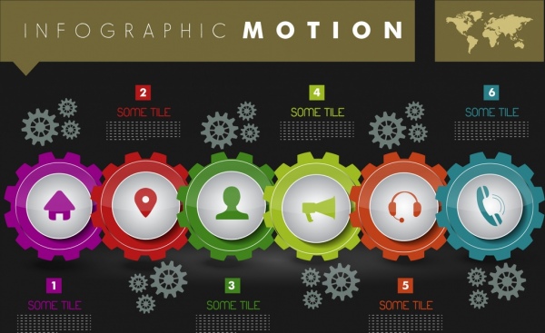 infographic background colorful gears ui icons decoration