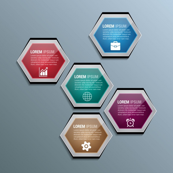 infographic background template shiny colored hexagon decoration 