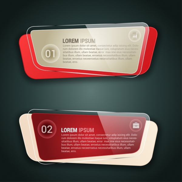 infographic banner design shiny glass transparent style