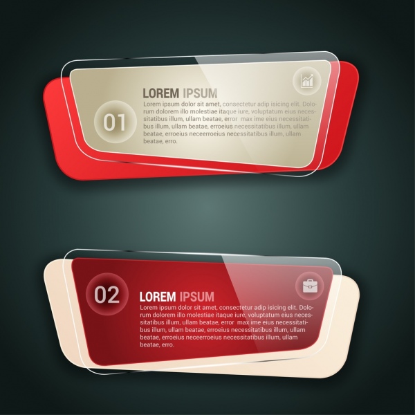 infographic banner design shiny glass transparent style 