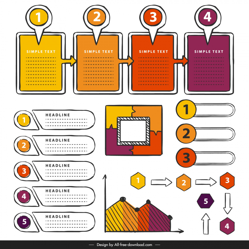  infographic design elements flat handdrawn 
