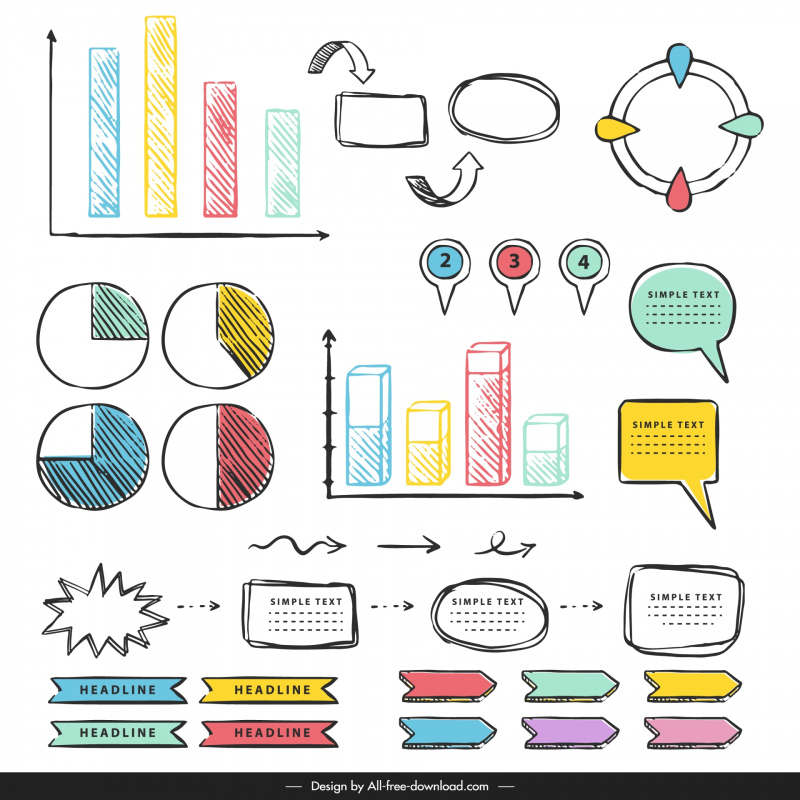  infographic design elements hand drawn chart text box arrow