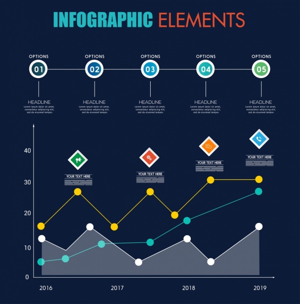 infographic design elements lines dots circles decor 