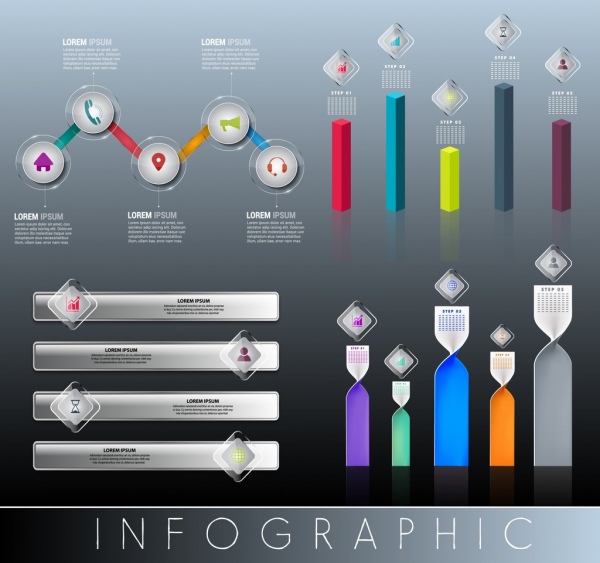 infographic design elements multicolored shiny shapes