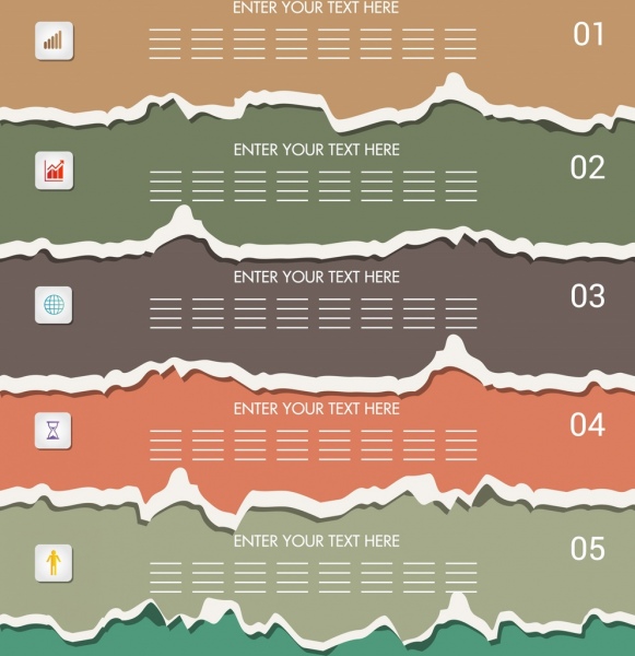 infographic design elements multicolored torn paper decor