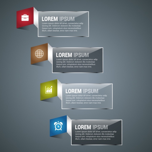 infographic design elements shiny folding banners style