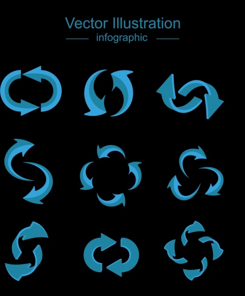 infographic design elements twisted arrows dark blue design