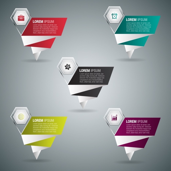 infographic design sets colorful origami style