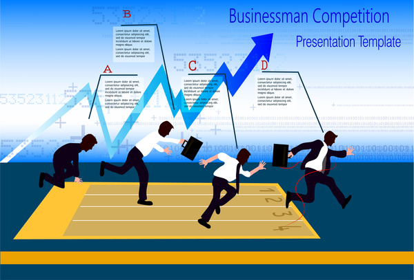 infographic design with businessmen competition illustration