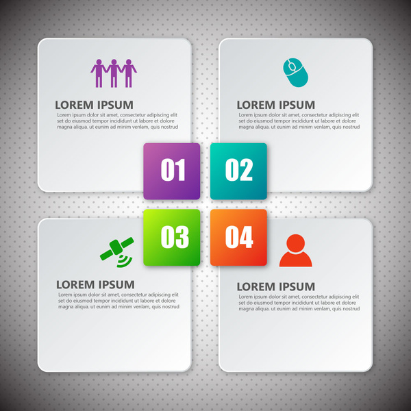 infographic design with four white squares