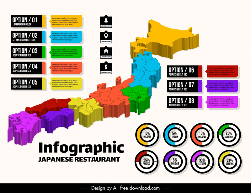 infographic japan template 3d map design 
