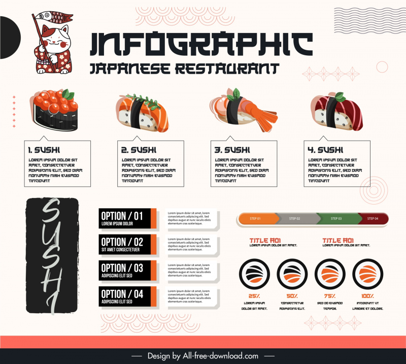 infographic japanese restaurant template elegant food elements 