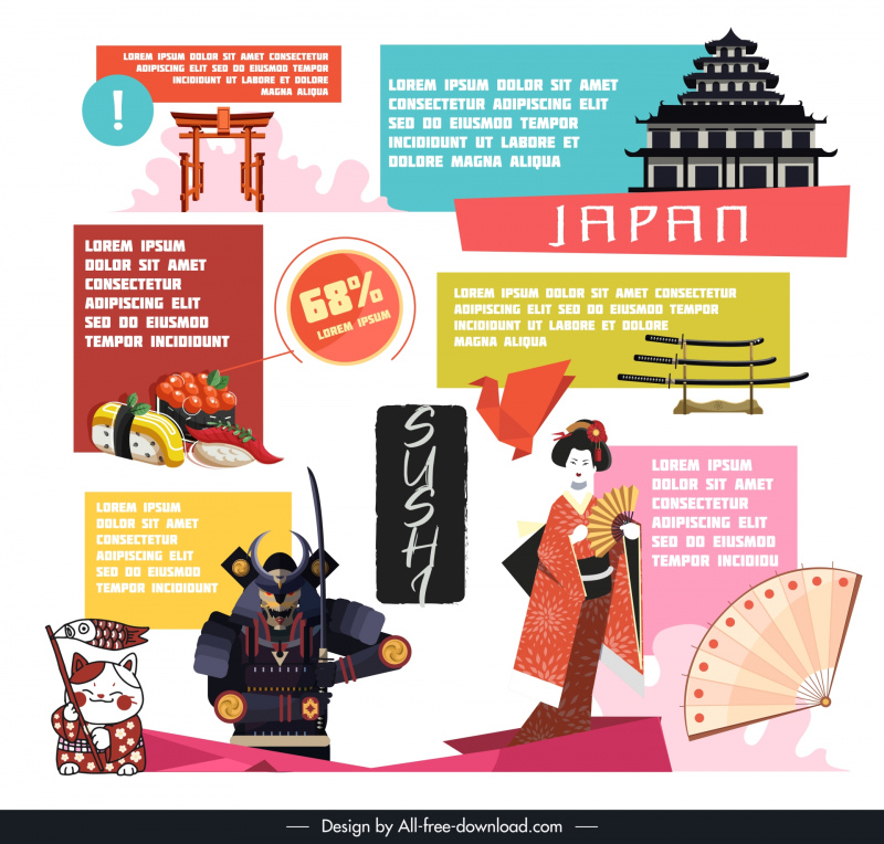 infographic japanese travel template elegant country symbols 