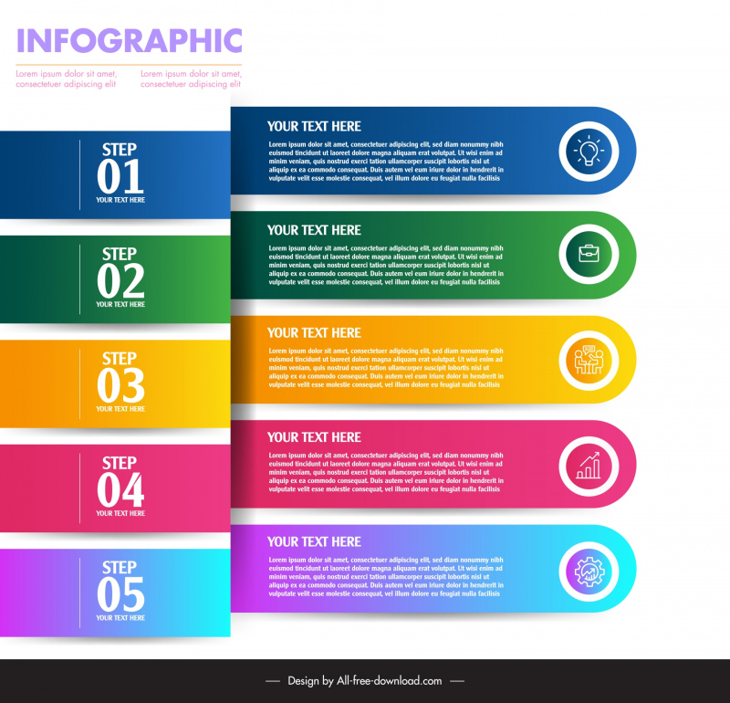infographic list template elegant colorful horizontal bars