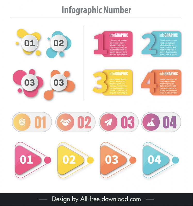 infographic number design elements elegant geometric shapes