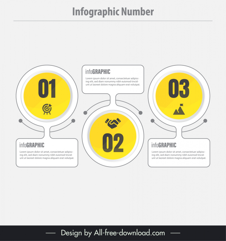 infographic number template circles frames curves connection 