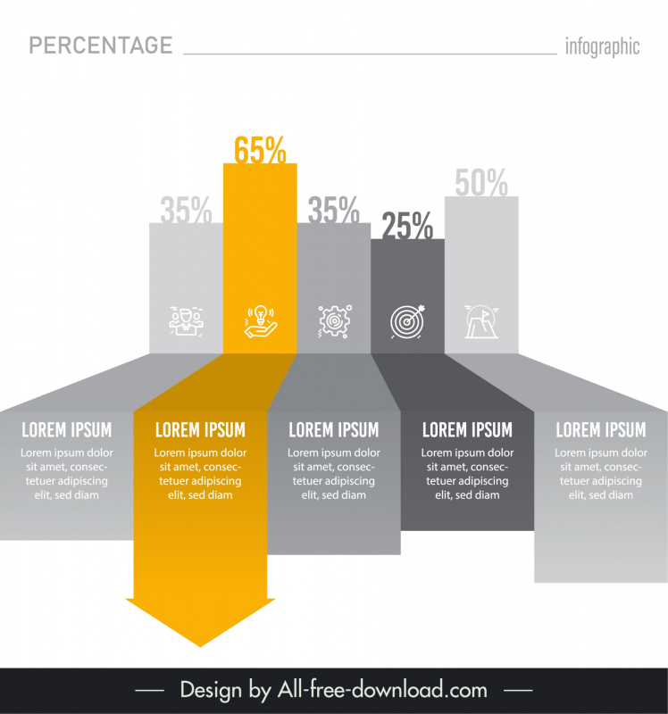 infographic percentage template 3d arrow lines