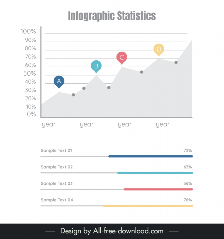 infographic statistics design elements flat line chart design 