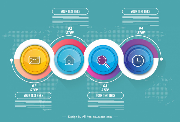 infographic template colorful circles connection decor flat modern