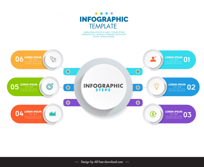 infographic template colorful circles symmetry 