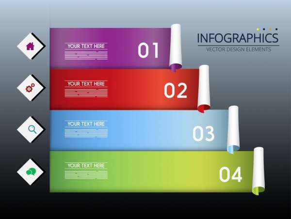 infographic template colorful horizontal roll decor