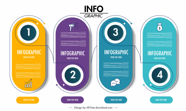 infographic template modern colored vertical rounded sticker shapes 