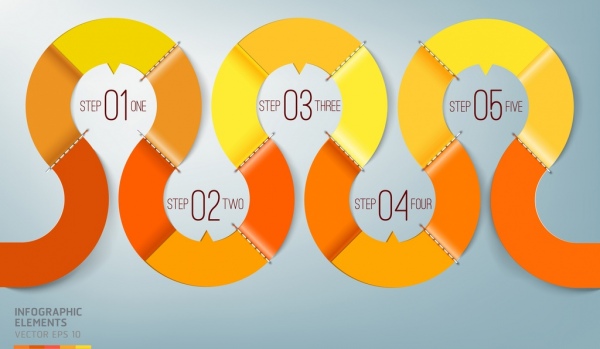 infographic template shiny curved orange line decor