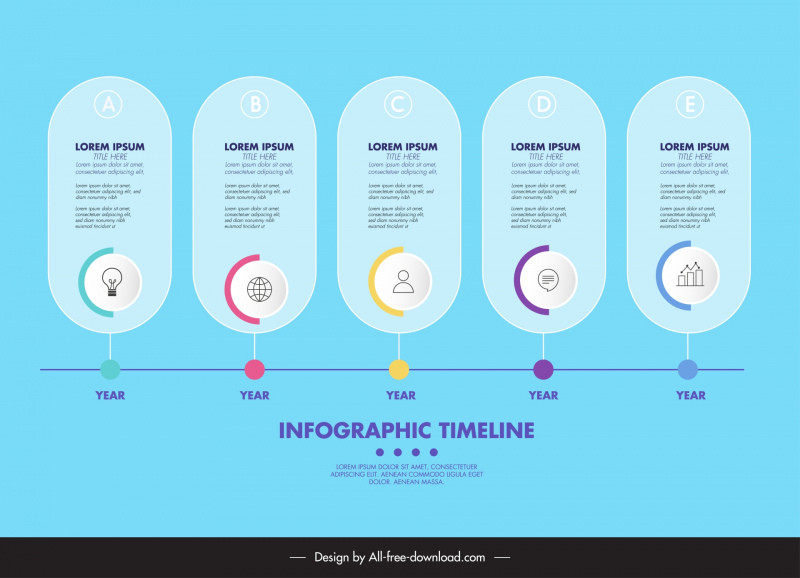 infographic timeline template elegant symmetric circles line
