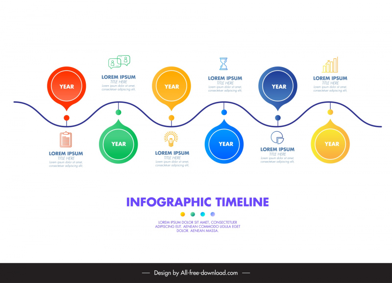 infographic timeline template symmetric round curves