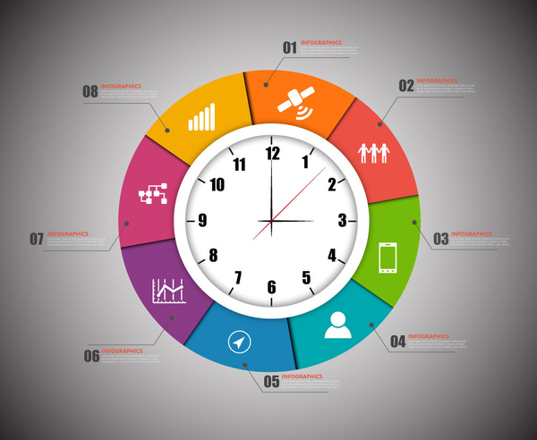 infographic vector design with clock illustration