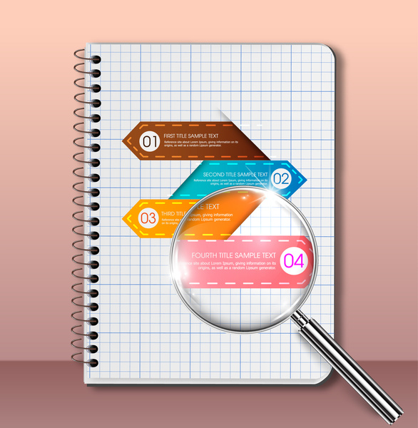 infographic vector illustration with paper sheet and magnifier 