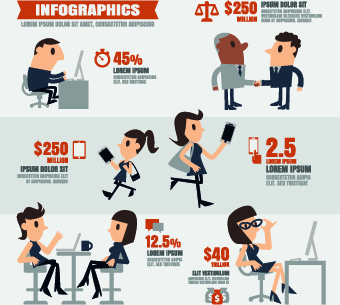 infographics and people design vector 