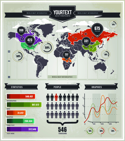 infographics and world map creative vector