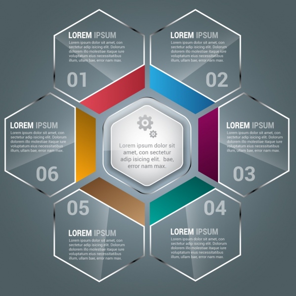 infographics design transparent shiny hexagon decoration