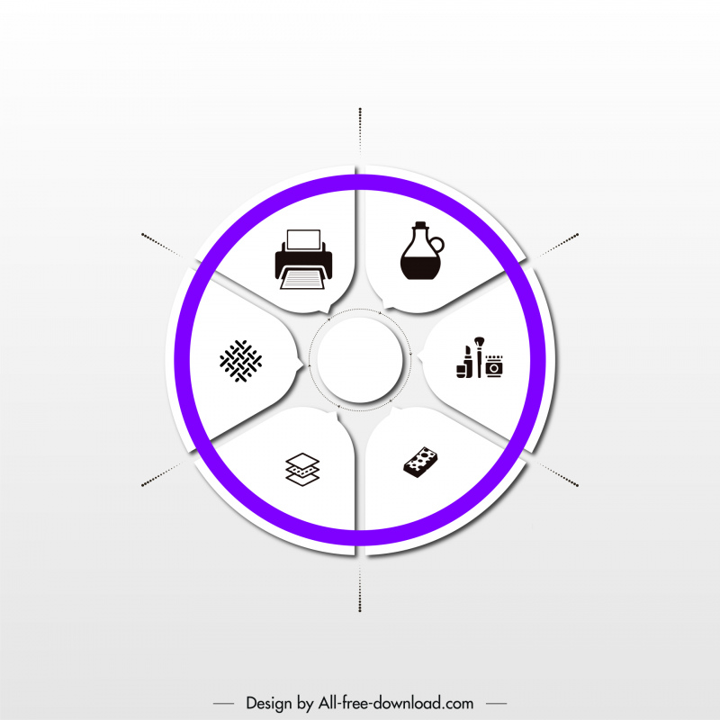 infographics template circle sections sketch 