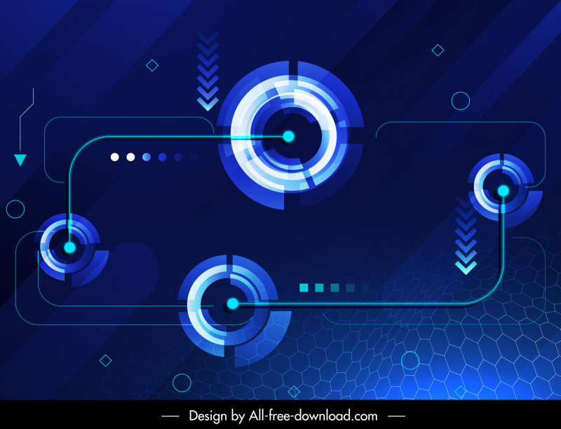 information technology background template modern contrast circle connection arrows decor