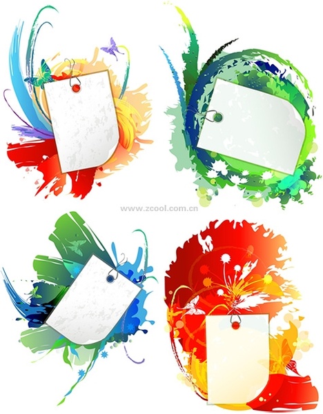 ink and blank cards vector background