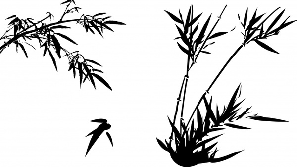 bamboo painting black white handdrawn sketch