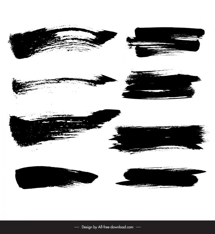 ink brush design elements black white horizontal shapes 