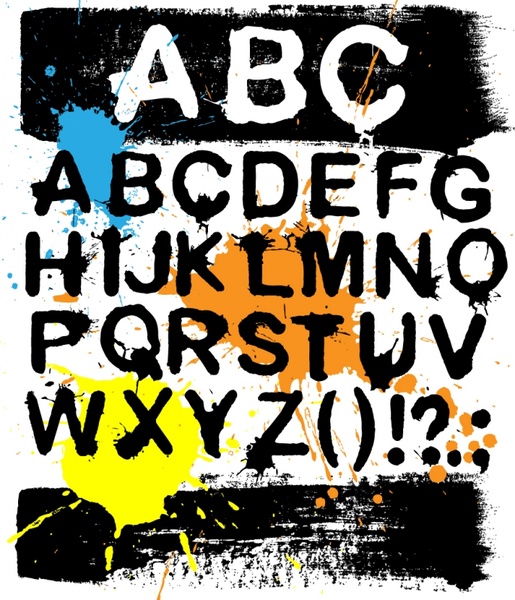 alphabet background grunge inks decor retro design