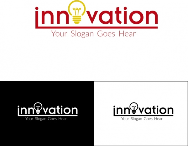 innovation slogan sets texts light bulb decoration