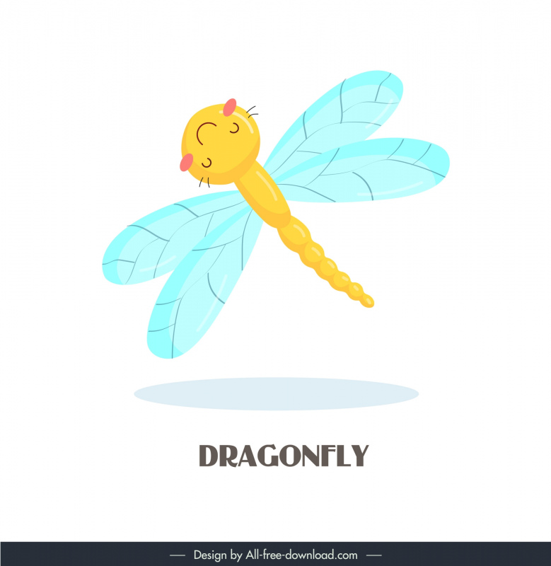 insect design elements cute handdrawn dragonfly