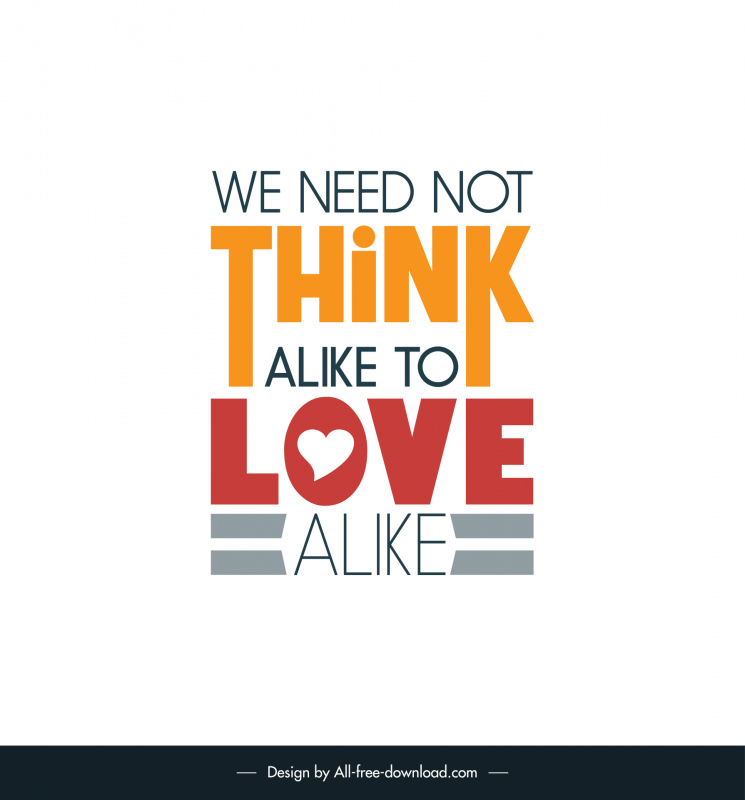 inspirational love quotes poster template flat elegant texts heart layout 